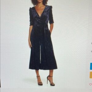 Chelsea28 Blue Ruched Tie Front Jumpsuit